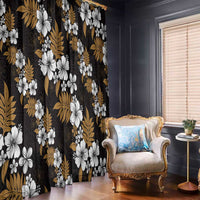 Hawaiian Hibiscus Tribal Floral Brown Window Curtain Polynesian Tapa Pattern - Polynesian Pride
