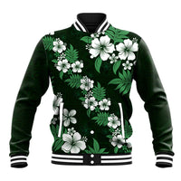 Hawaiian Hibiscus Tribal Floral Green Baseball Jacket Polynesian Tapa Pattern LT01 Unisex Green - Polynesian Pride