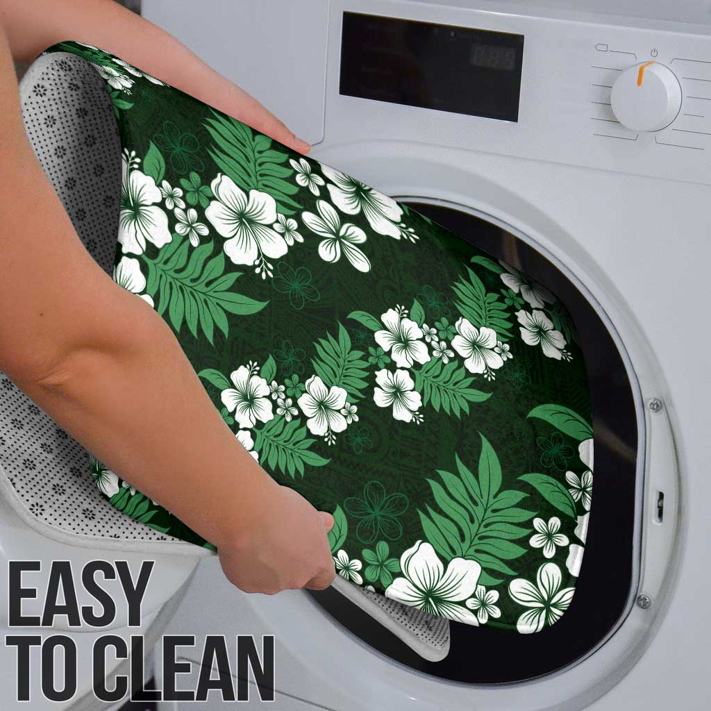 Hawaiian Hibiscus Tribal Floral Green Bathroom Set Polynesian Tapa Pattern - Polynesian Pride