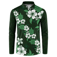 Hawaiian Hibiscus Tribal Floral Green Button Sweatshirt Polynesian Tapa Pattern LT01 Green - Polynesian Pride