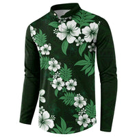 Hawaiian Hibiscus Tribal Floral Green Button Sweatshirt Polynesian Tapa Pattern LT01 - Polynesian Pride