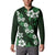 Hawaiian Hibiscus Tribal Floral Green Button Sweatshirt Polynesian Tapa Pattern - Polynesian Pride