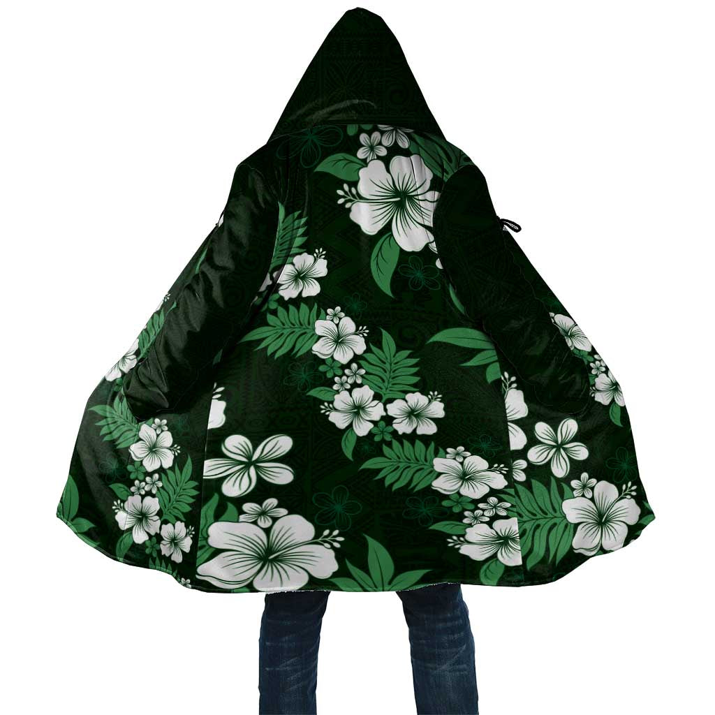 Hawaiian Hibiscus Tribal Floral Green Cloak Polynesian Tapa Pattern - Polynesian Pride
