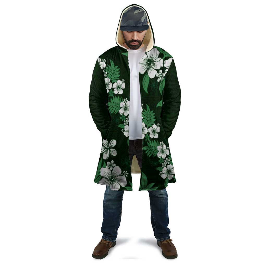 Hawaiian Hibiscus Tribal Floral Green Cloak Polynesian Tapa Pattern - Polynesian Pride