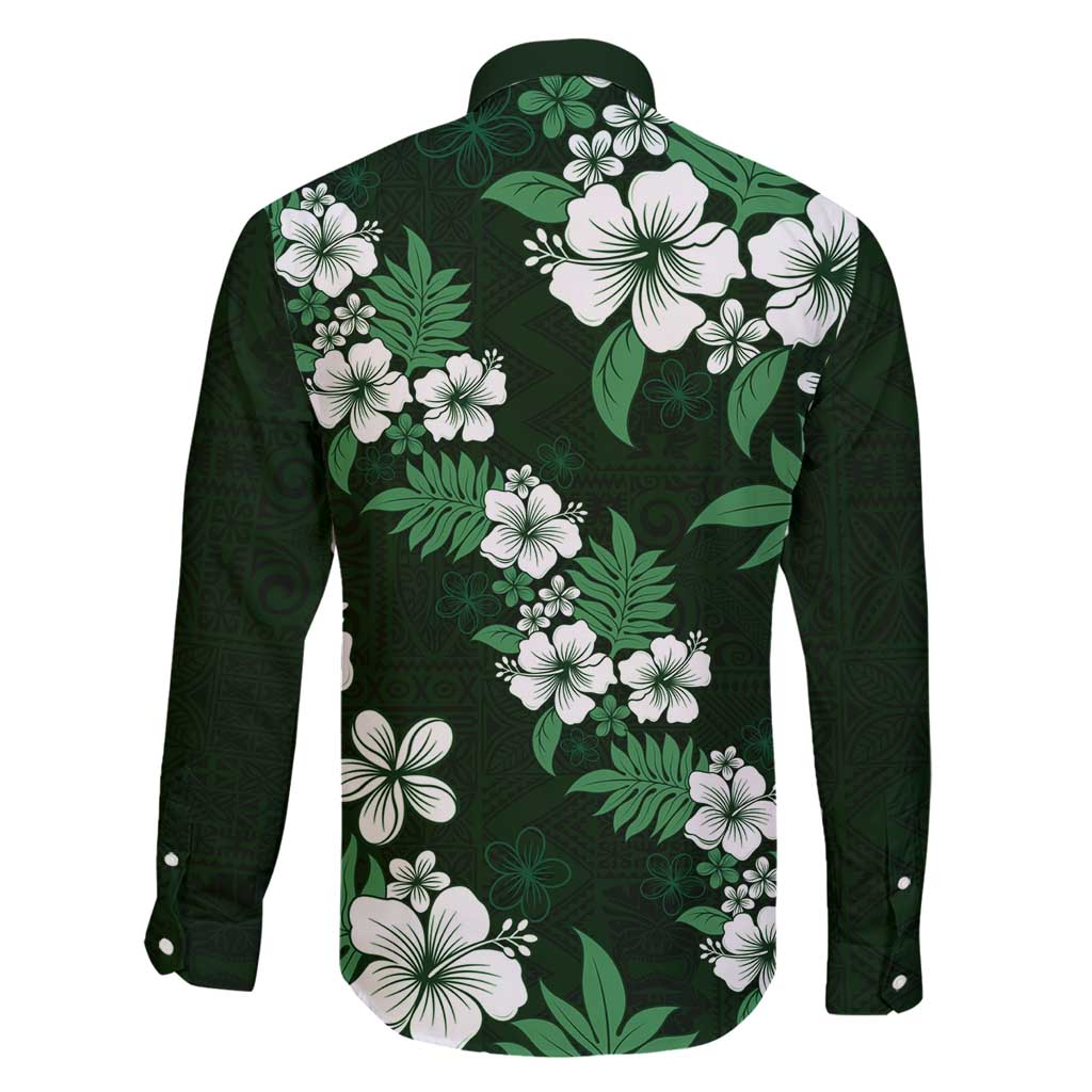 Hawaiian Hibiscus Tribal Floral Green Family Matching Puletasi and Hawaiian Shirt Polynesian Tapa Pattern LT01 - Polynesian Pride