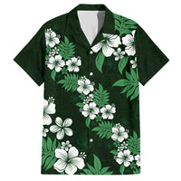 Hawaiian Hibiscus Tribal Floral Green Family Matching Short Sleeve Bodycon Dress and Hawaiian Shirt Polynesian Tapa Pattern LT01 Dad's Shirt - Short Sleeve Green - Polynesian Pride