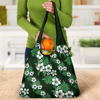 Hawaiian Hibiscus Tribal Floral Green Grocery Bag Polynesian Tapa Pattern LT01 - Polynesian Pride