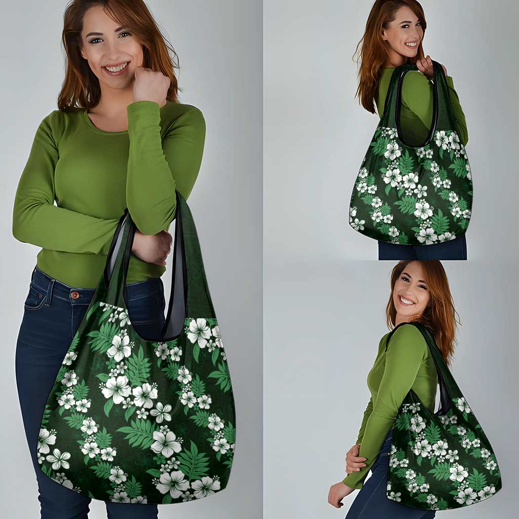 Hawaiian Hibiscus Tribal Floral Green Grocery Bag Polynesian Tapa Pattern LT01 - Polynesian Pride