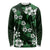 Hawaiian Hibiscus Tribal Floral Green Long Sleeve Shirt Polynesian Tapa Pattern - Polynesian Pride
