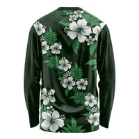 Hawaiian Hibiscus Tribal Floral Green Long Sleeve Shirt Polynesian Tapa Pattern LT01 - Polynesian Pride