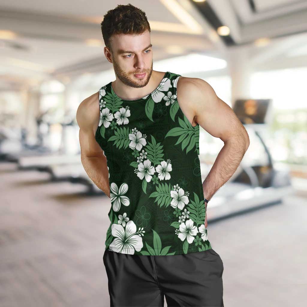 Hawaiian Hibiscus Tribal Floral Green Men Tank Top Polynesian Tapa Pattern LT01 Green - Polynesian Pride
