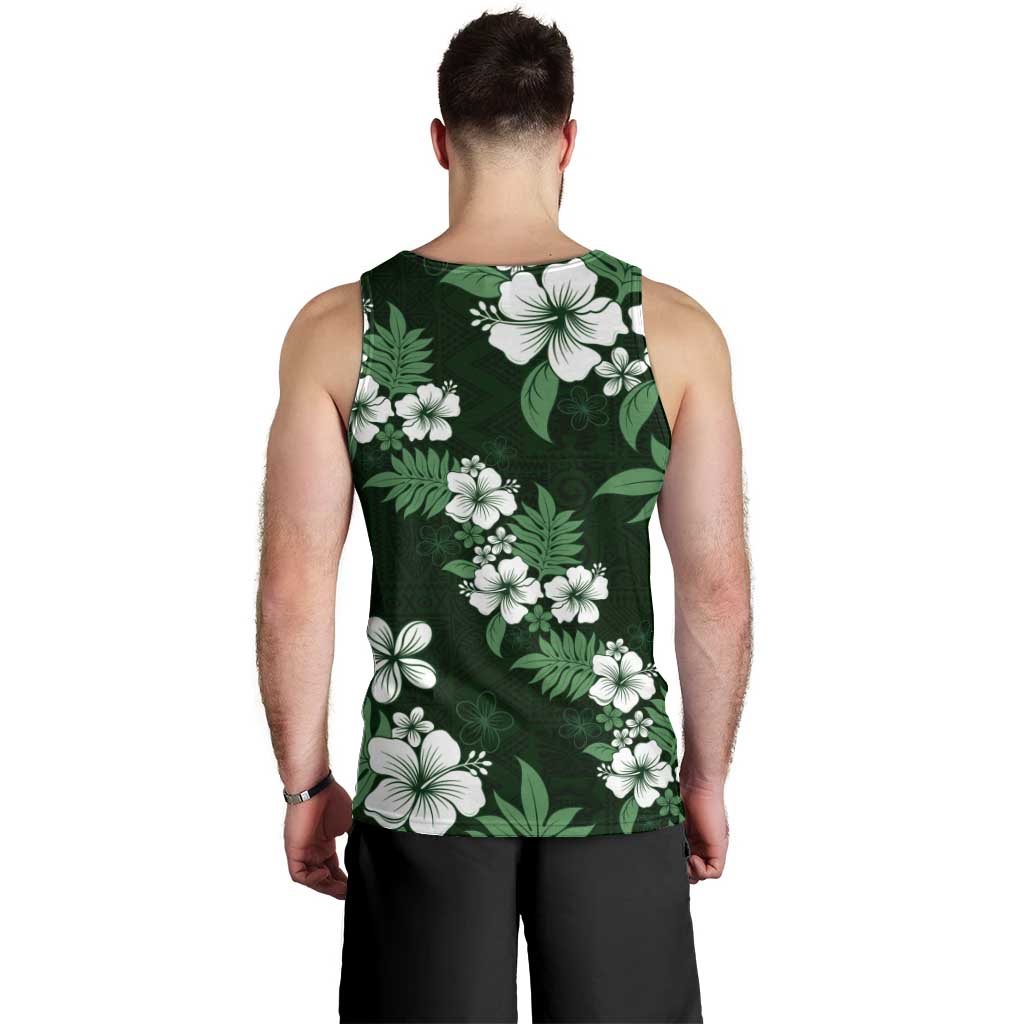 Hawaiian Hibiscus Tribal Floral Green Men Tank Top Polynesian Tapa Pattern LT01 - Polynesian Pride