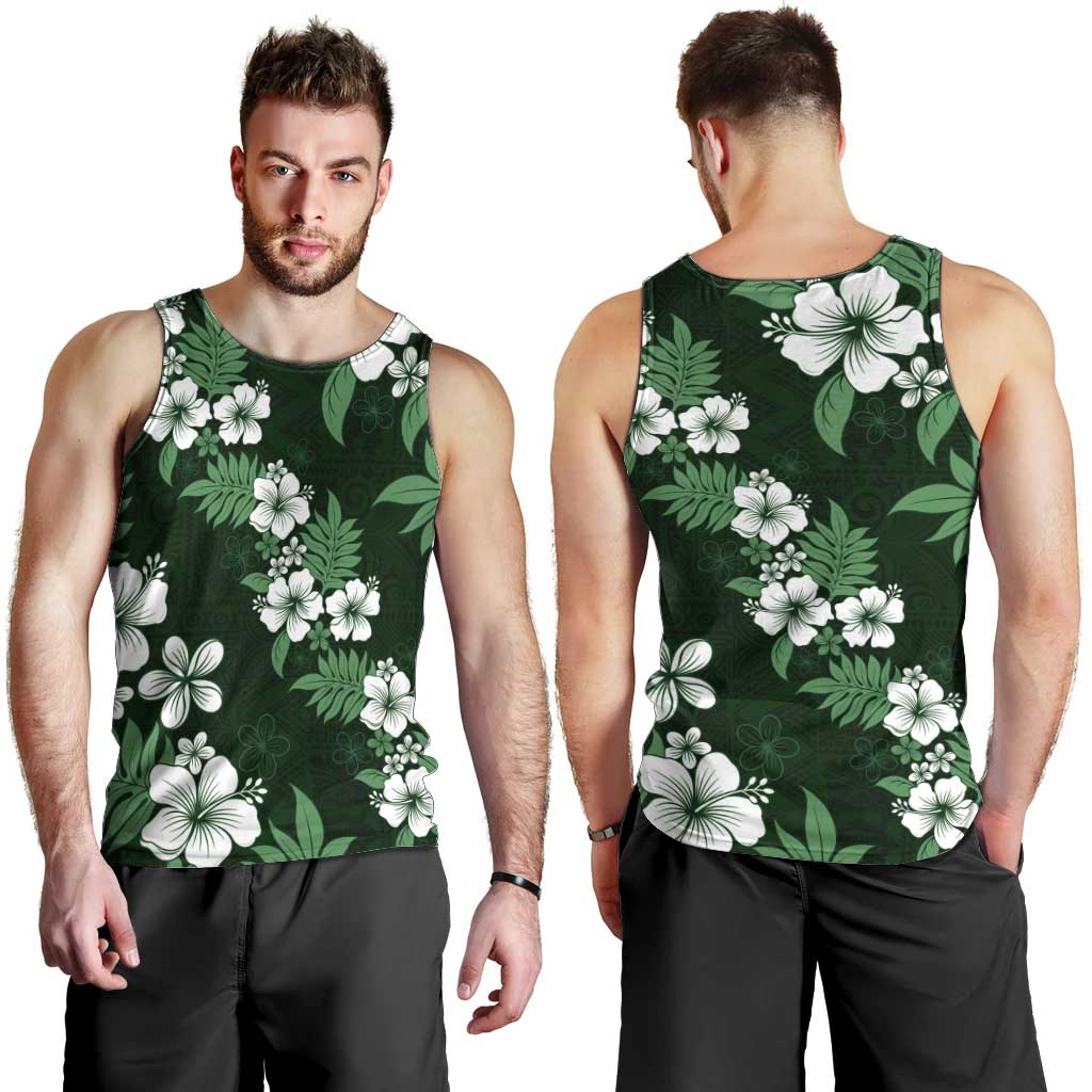 Hawaiian Hibiscus Tribal Floral Green Men Tank Top Polynesian Tapa Pattern LT01 - Polynesian Pride