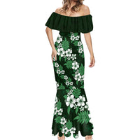 Hawaiian Hibiscus Tribal Floral Green Mermaid Dress Polynesian Tapa Pattern - Polynesian Pride