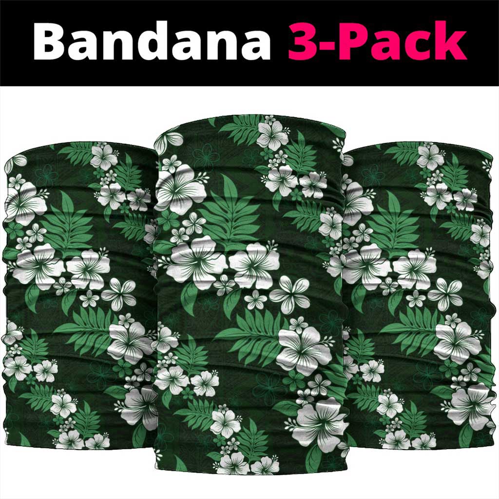 Hawaiian Hibiscus Tribal Floral Green Neck Gaiter Polynesian Tapa Pattern - Polynesian Pride