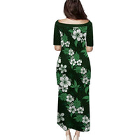 Hawaiian Hibiscus Tribal Floral Green Puletasi Polynesian Tapa Pattern - Polynesian Pride
