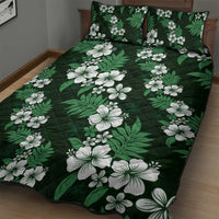 Hawaiian Hibiscus Tribal Floral Green Quilt Bed Set Polynesian Tapa Pattern - Polynesian Pride