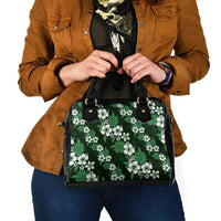 Hawaiian Hibiscus Tribal Floral Green Shoulder Handbag Polynesian Tapa Pattern - Polynesian Pride