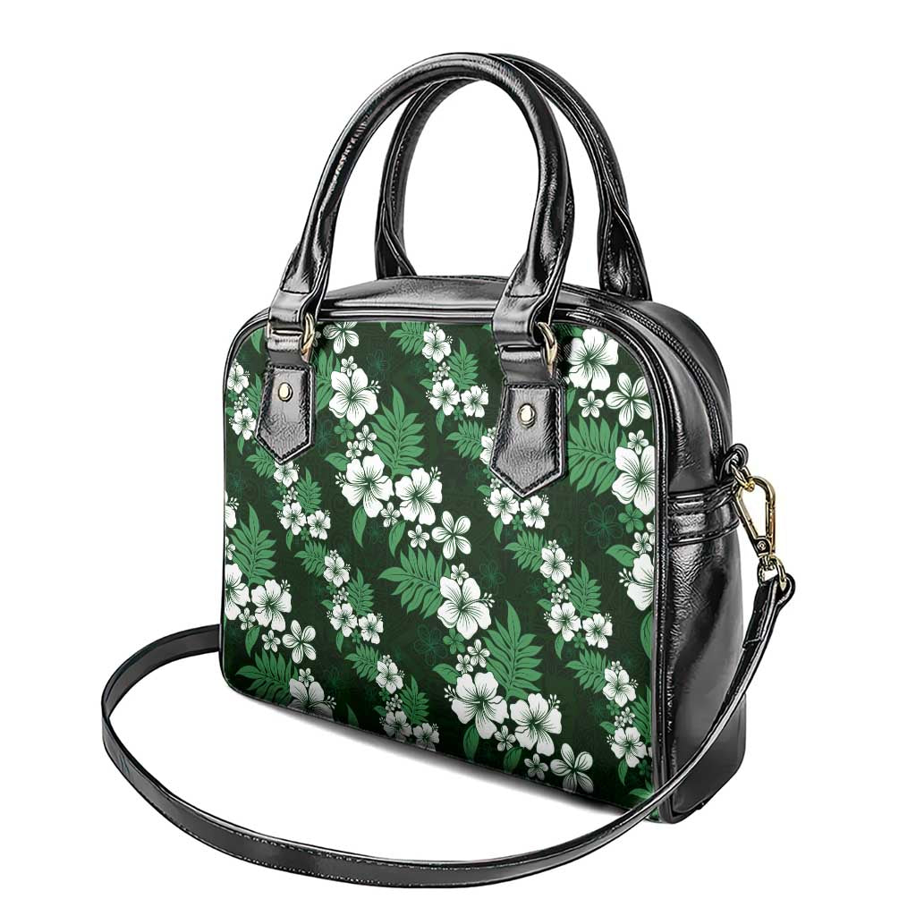 Hawaiian Hibiscus Tribal Floral Green Shoulder Handbag Polynesian Tapa Pattern - Polynesian Pride