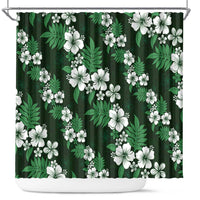 Hawaiian Hibiscus Tribal Floral Green Shower Curtain Polynesian Tapa Pattern - Polynesian Pride