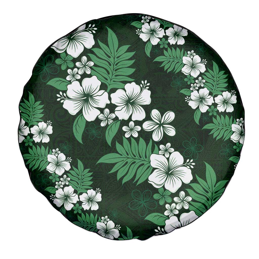 Hawaiian Hibiscus Tribal Floral Green Spare Tire Cover Polynesian Tapa Pattern - Polynesian Pride