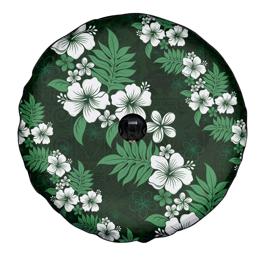 Hawaiian Hibiscus Tribal Floral Green Spare Tire Cover Polynesian Tapa Pattern - Polynesian Pride