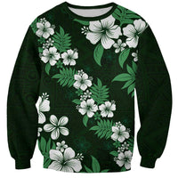 Hawaiian Hibiscus Tribal Floral Green Sweatshirt Polynesian Tapa Pattern LT01 Unisex Green - Polynesian Pride