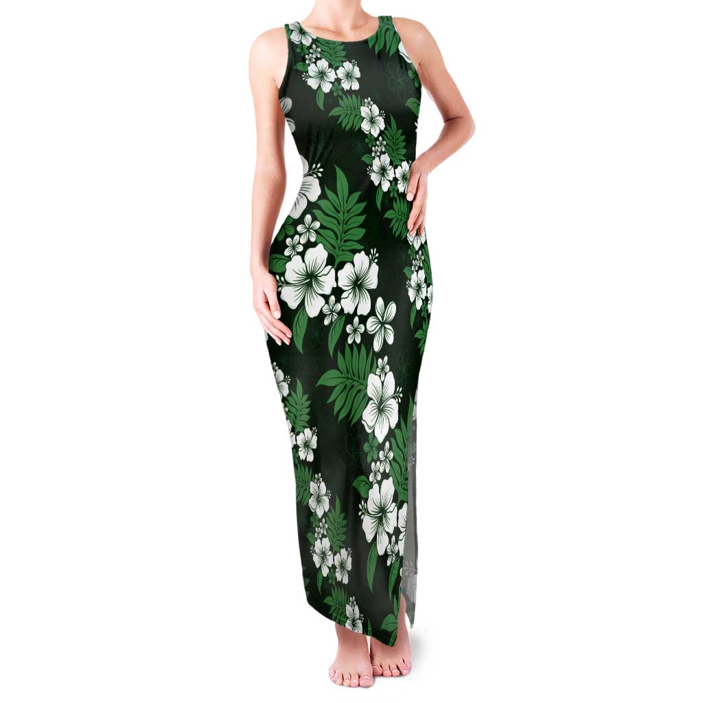 Hawaiian Hibiscus Tribal Floral Green Tank Maxi Dress Polynesian Tapa Pattern - Polynesian Pride