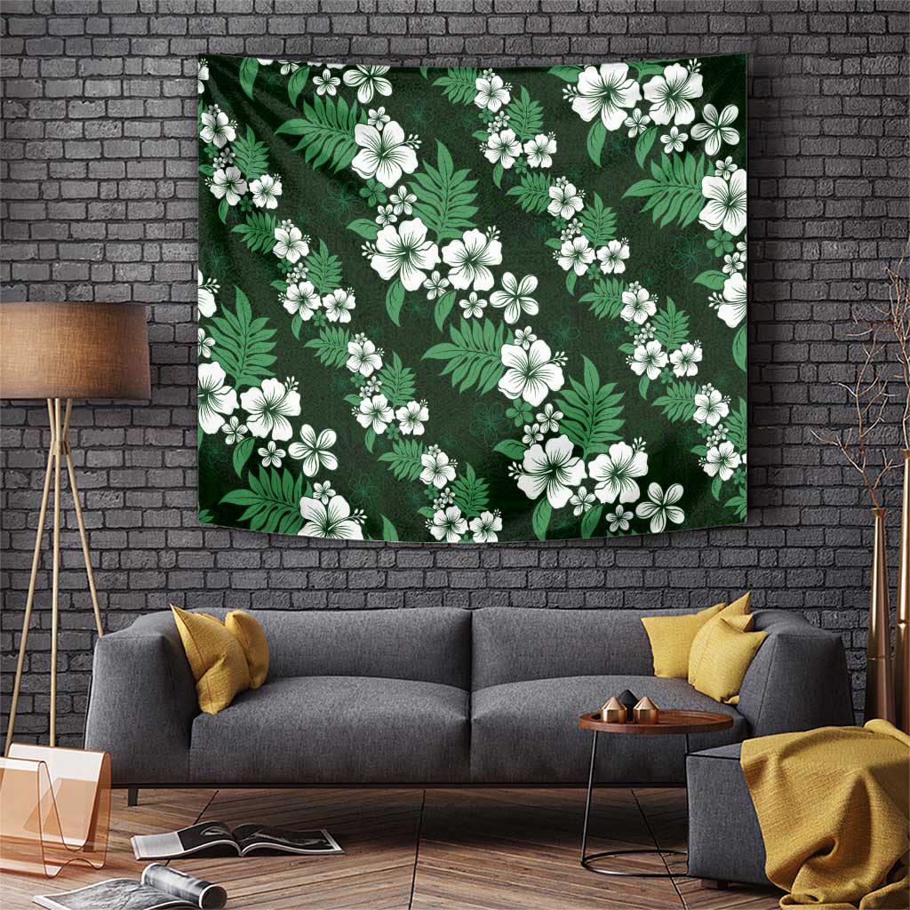 Hawaiian Hibiscus Tribal Floral Green Tapestry Polynesian Tapa Pattern - Polynesian Pride