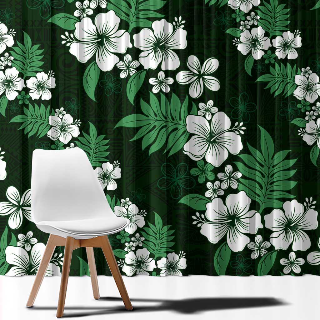 Hawaiian Hibiscus Tribal Floral Green Window Curtain Polynesian Tapa Pattern LT01 - Polynesian Pride