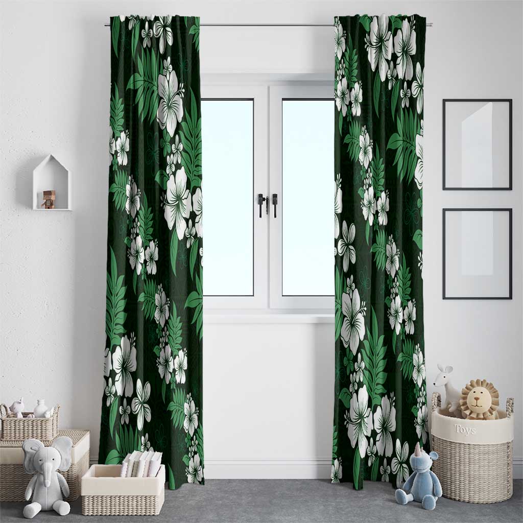 Hawaiian Hibiscus Tribal Floral Green Window Curtain Polynesian Tapa Pattern LT01 - Polynesian Pride