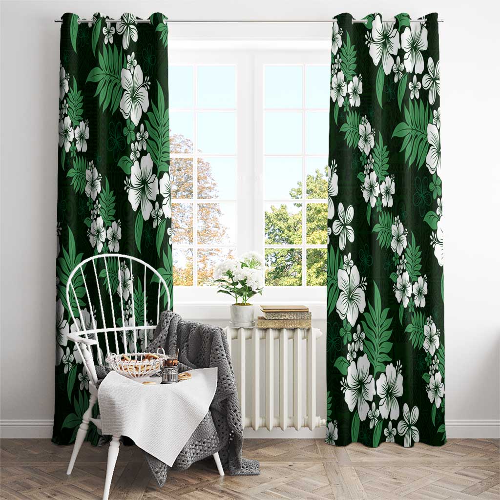 Hawaiian Hibiscus Tribal Floral Green Window Curtain Polynesian Tapa Pattern LT01 - Polynesian Pride