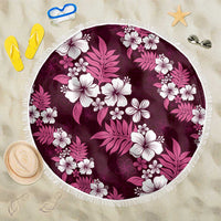 Hawaiian Hibiscus Tribal Floral Pink Beach Blanket Polynesian Tapa Pattern LT01 One Size 150cm Pink - Polynesian Pride