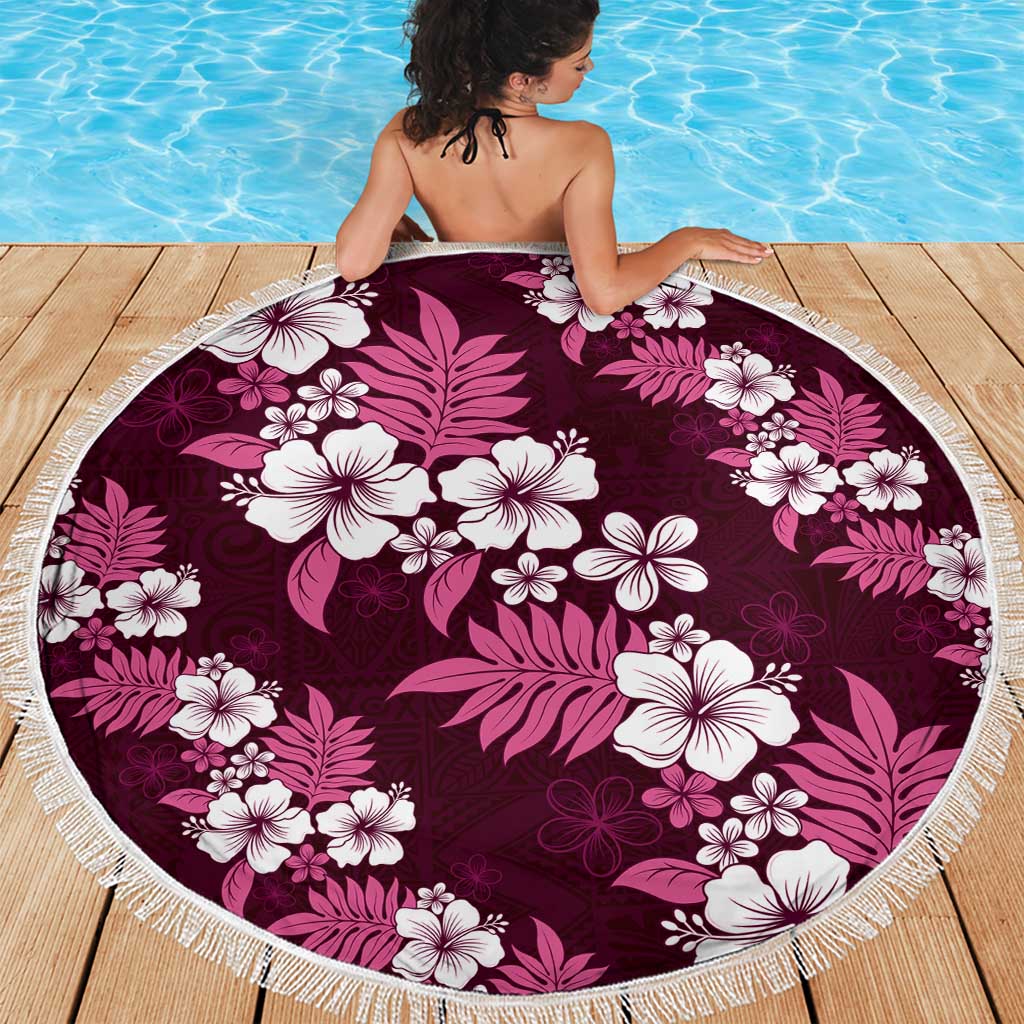 Hawaiian Hibiscus Tribal Floral Pink Beach Blanket Polynesian Tapa Pattern LT01 - Polynesian Pride