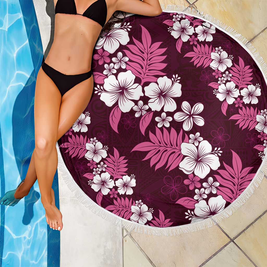 Hawaiian Hibiscus Tribal Floral Pink Beach Blanket Polynesian Tapa Pattern LT01 - Polynesian Pride