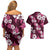 Hawaiian Hibiscus Tribal Floral Pink Couples Matching Off Shoulder Short Dress and Hawaiian Shirt Polynesian Tapa Pattern - Polynesian Pride
