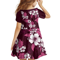 Hawaiian Hibiscus Tribal Floral Pink Family Matching Off The Shoulder Long Sleeve Dress and Hawaiian Shirt Polynesian Tapa Pattern LT01 - Polynesian Pride