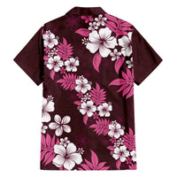Hawaiian Hibiscus Tribal Floral Pink Family Matching Off The Shoulder Long Sleeve Dress and Hawaiian Shirt Polynesian Tapa Pattern LT01 - Polynesian Pride