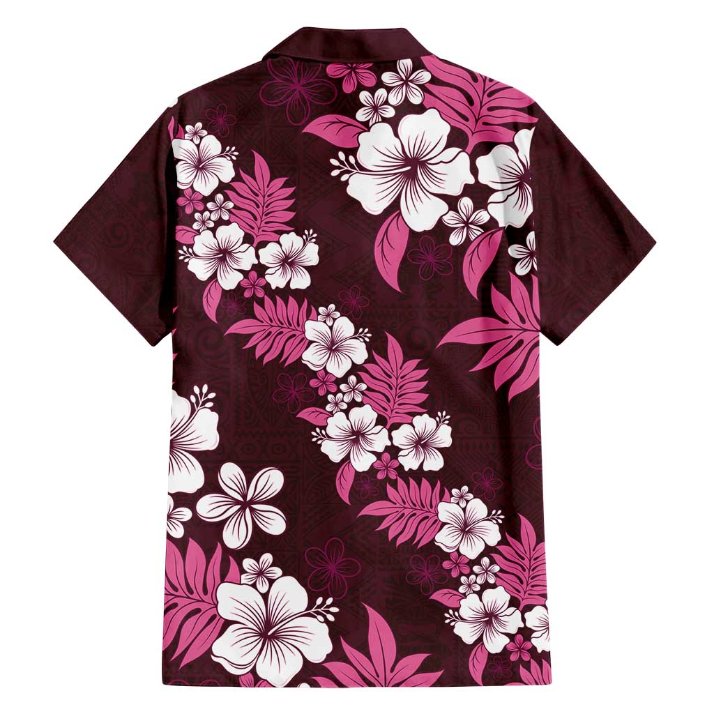 Hawaiian Hibiscus Tribal Floral Pink Family Matching Tank Maxi Dress and Hawaiian Shirt Polynesian Tapa Pattern LT01 - Polynesian Pride