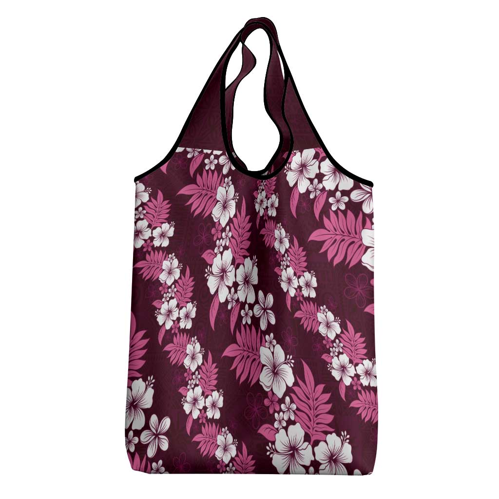 Hawaiian Hibiscus Tribal Floral Pink Grocery Bag Polynesian Tapa Pattern LT01 - Polynesian Pride