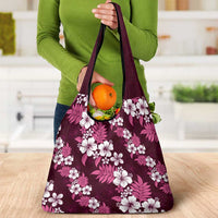 Hawaiian Hibiscus Tribal Floral Pink Grocery Bag Polynesian Tapa Pattern LT01 - Polynesian Pride