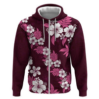 Hawaiian Hibiscus Tribal Floral Pink Hoodie Polynesian Tapa Pattern - Polynesian Pride