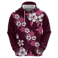 Hawaiian Hibiscus Tribal Floral Pink Hoodie Polynesian Tapa Pattern - Polynesian Pride