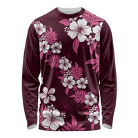 Hawaiian Hibiscus Tribal Floral Pink Long Sleeve Shirt Polynesian Tapa Pattern LT01 Unisex Pink - Polynesian Pride