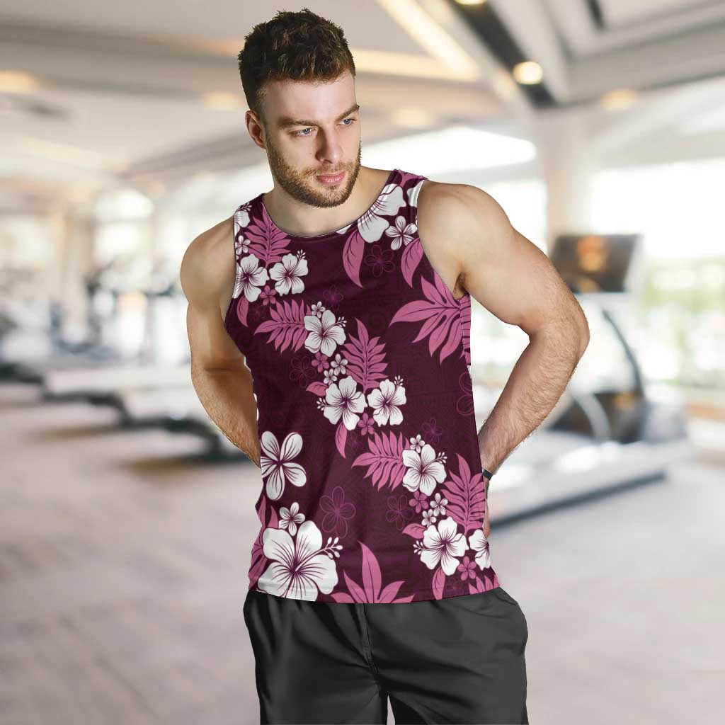 Hawaiian Hibiscus Tribal Floral Pink Men Tank Top Polynesian Tapa Pattern LT01 Pink - Polynesian Pride