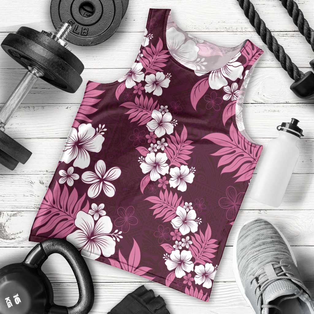 Hawaiian Hibiscus Tribal Floral Pink Men Tank Top Polynesian Tapa Pattern LT01 - Polynesian Pride