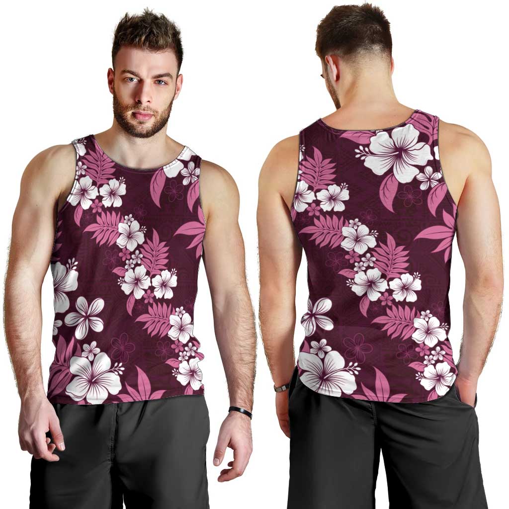 Hawaiian Hibiscus Tribal Floral Pink Men Tank Top Polynesian Tapa Pattern LT01 - Polynesian Pride