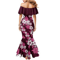 Hawaiian Hibiscus Tribal Floral Pink Mermaid Dress Polynesian Tapa Pattern - Polynesian Pride