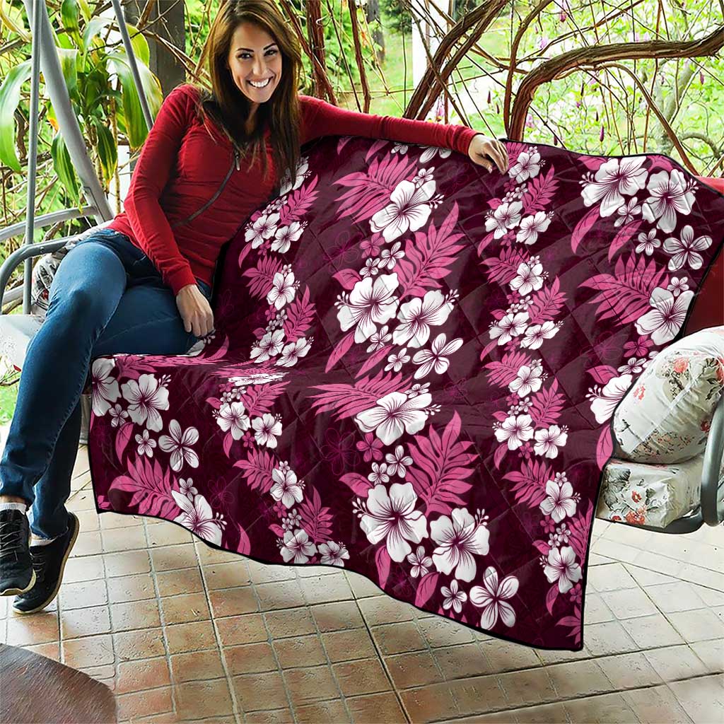 Hawaiian Hibiscus Tribal Floral Pink Quilt Polynesian Tapa Pattern - Polynesian Pride
