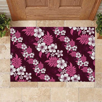 Hawaiian Hibiscus Tribal Floral Pink Rubber Doormat Polynesian Tapa Pattern LT01 Pink - Polynesian Pride